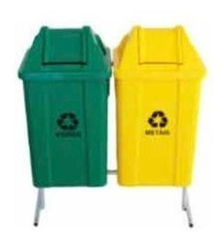JSN Coleta Seletiva 2 Cestos Set de coleta seletiva com 2 cestos de 100 litros Cor Amarelo e Verde