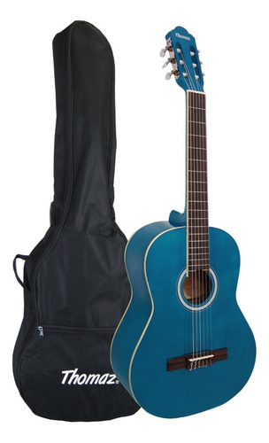 Violão Acústico De Nylon Tcg-390 Azul Com Capa Thomaz Orientação Da Mão Direita