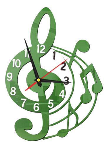 Reloj De Pared Silent Sweet Musical Diseño Verde