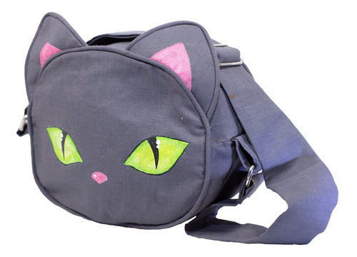 Imagen 6 de 10 de Bolso Tipo Cross Body En Forma De Gato Color Gris
