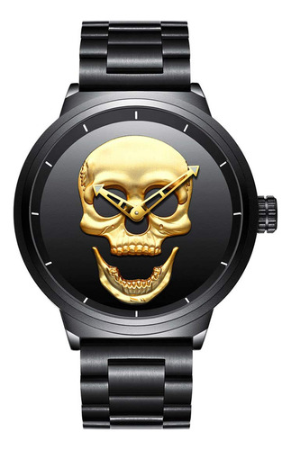 Creative 3d Skull Reloj De Pulsera Para Hombre De Acero Inox