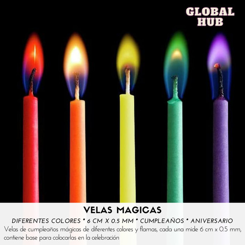 Set 48 Velas De Cumpleaños Aniversario Colores Fiesta Pastel