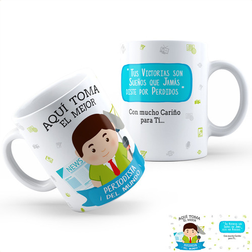 Taza Cerámica Periodista Aa Calidad