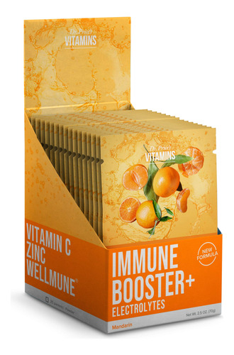 Immune Booster + Electrolitos Vitamina C En Polvo, Zinc, Cro