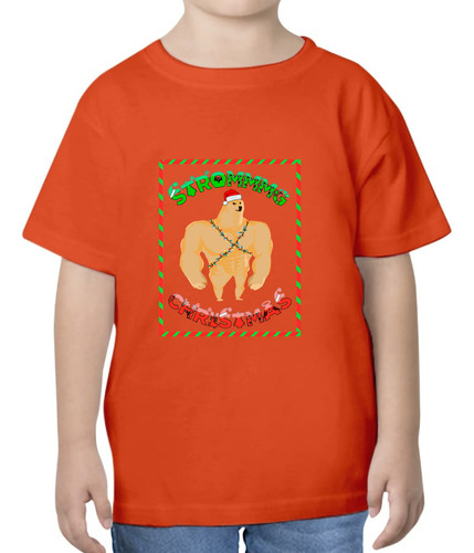 Playera N Meme Strong - Cheems Navideño - Divertida