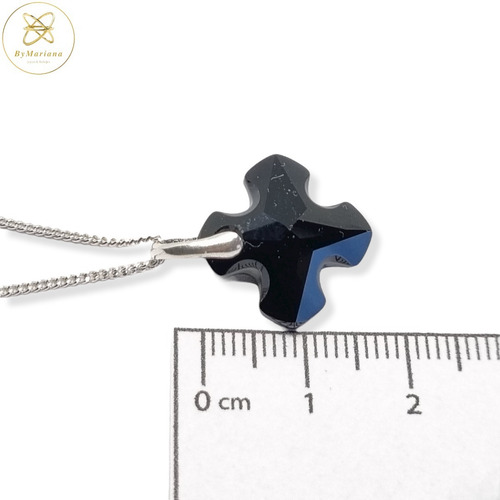Cadena Plata Groumet + Dije Crist Swa Cruz Griega Negra 18mm