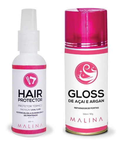 Kit Gloss Reparador De Pontas + Protetor Térmico Malina