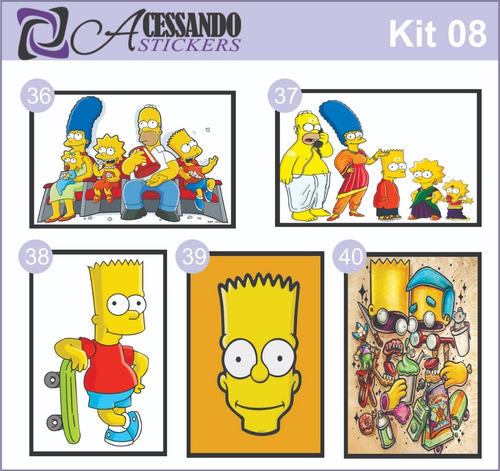 Adesivo Skin Capa Caderno Escolar Simpsons 08  Kit C/5 Un.