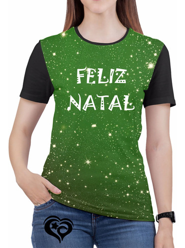 Camiseta De Natal Feminina Baby Look Roupas Blusa Camisa 