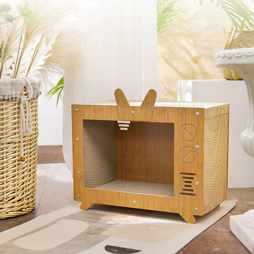Caixa De Arranhador De Gato Em Forma De Tv De Papelão
