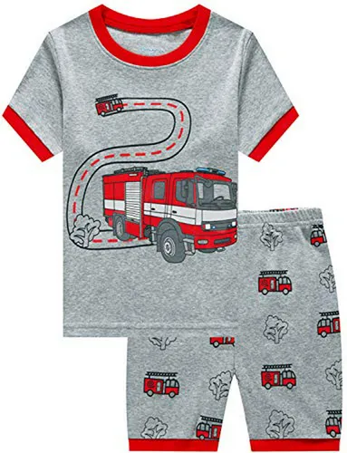 Conjunto De Pijama Corto De Algodón Para Niños Con Camión De