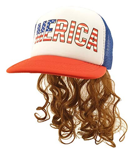 Handinhandcreations Plastic Usa Mullet Hat Peluca Marrón Me