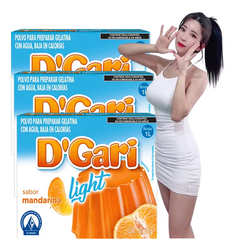 Dgari® 3 Gelatinas De Agua Sin Azucar Sabor Mandarina Wow