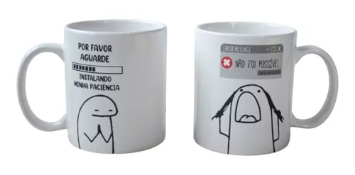 caneca personalizada flor boneco Palito meme paciência erro