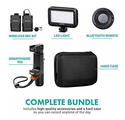 Smartphone Video Kit V2 Agarre Rig Microfono Lavalier Luz 5