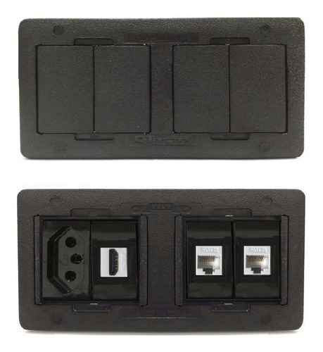 Caixa De Conexões Para Mesa, 1 Tomada,  1 Hdmi, 2 Rj45 Cat5