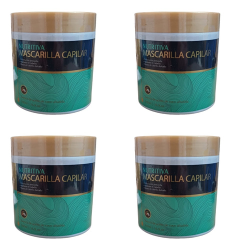 Pack 4 Mascarilla Capilar Nutritiva Con Aceite De Coco 500ml