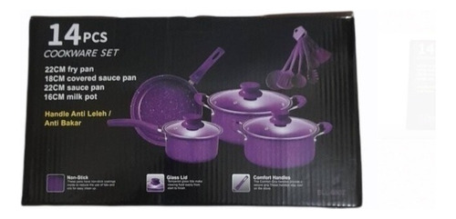 Bateria Antiadherente Juego De Ollas Mas Utencilios 14 Pcs