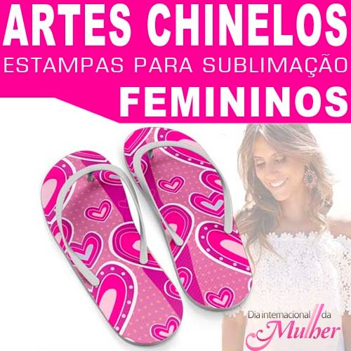 Artes Chinelos Femininos Mulher Sublimação 450 Estampas