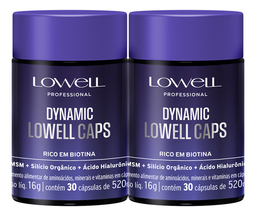 Lowell Caps 2 Un. Vitaminas E Nutrição Capilar 100% Natural