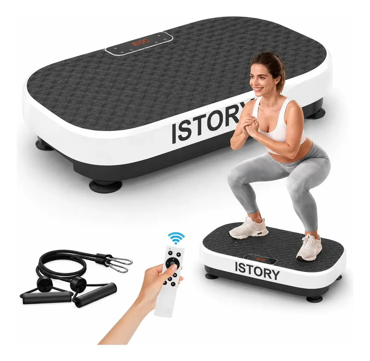 Plataforma Vibratória Controle Remoto 199 Níveis Bluetooth Cor Branco
