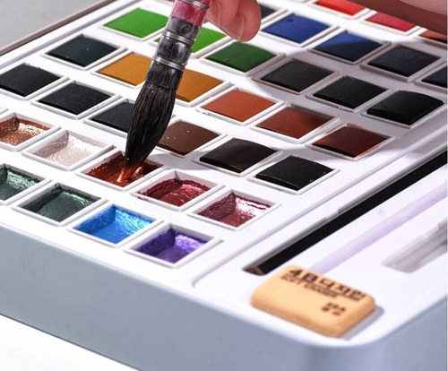 Imagem 5 de 6 de Aquarela Estojo 36 Cores-12 Metálicas-24 Solid Water Color