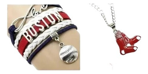 Pulsera Y Collar Medias Rojas Boston Red Sox Envío Gratis 