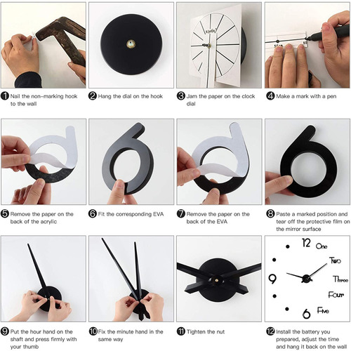 Imagen 7 de 9 de Reloj De Pared 3d Decorativo Moderno Acrílico 120 X 120cm