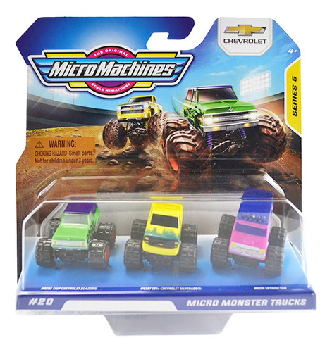 Micro Machines - 3 Veículos - Micro Monster Trucks