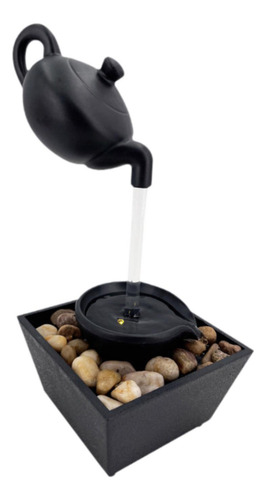 Fuente De Agua De Tetera Flotante Con Luz Y Piedras,