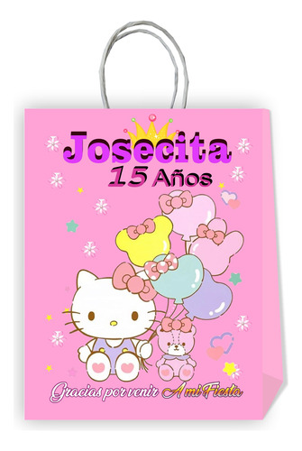 10 Bolsas Cumpleaños Hello Kitty Personalizadas