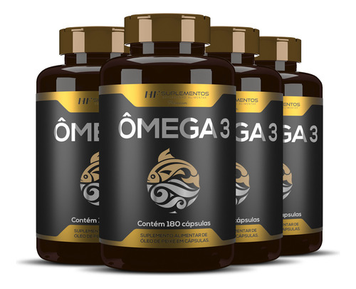 4x Omega 3 Oleo De Peixe Premium 180caps Hf Suplementos