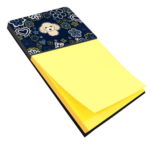 Blue Flowers Buff Poodle Sticky Note Suptor
