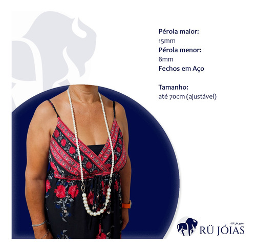 Colar Pérola Masculino Feminino Gargantilha Moda Ajustável