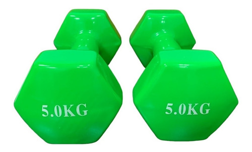 Imagen 2 de 5 de Set X 2 Mancuernas Encauchetadas Vinilo 5 Kg / 10 Lb