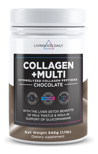 Livingood Daily Polvo De Colgeno De Chocolate, 30 Porciones,