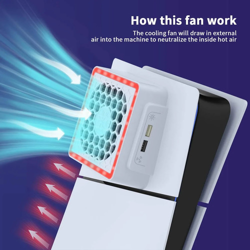 Ventilador De Refrigeración Para Ps5 Slim Con Luz Led
