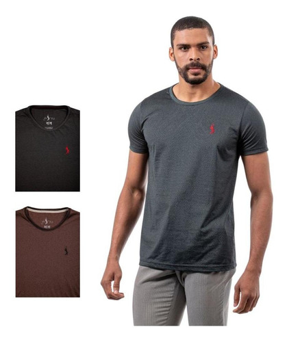 Kit 3 Camisetas Básicas Masculina John Pull Algodão Casual