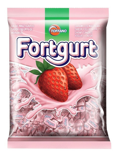 Bala Mastigável Fortgurt Morango - 400g