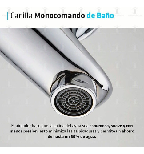 Imagen 3 de 10 de Canilla Monocomando Baño Griferia Metal Lavatorio Mezcladora