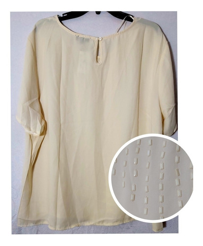 Remera Gasa Con Perlas Bordadas Oferta Xxl Y Xxxl