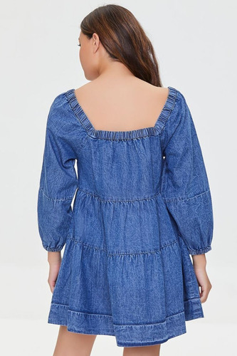 Vestido Jean Tiered Denim Mini Dress Forever 21 Talle S