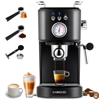 Sangkee | Cafetera espresso,Cafetera Electrica 20Bares Con Espumador De Leche/control de temperatura,Máquina De Cáfe Compacta Con Tanque De Agua Extraíble Para Capuchino,Latte,electrodomesticos