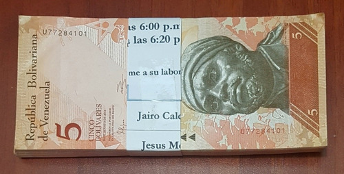 Paca De Billetes De Cinco Bs. Sin Circular. 