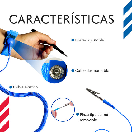 6 Piezas Pulsera Antiestática Inalámbrica Diler Con Correa Ajustable Y Protección Para Evitar Descargas Color Azul