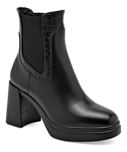 Bota Con Plataforma De Flexi Para Mujer Negro 127402 T7