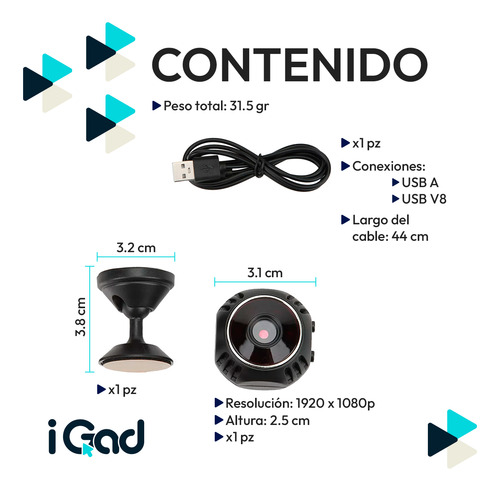 Mini Cámara Wifi Con App Para Celular Espía Vigilancia Negro
