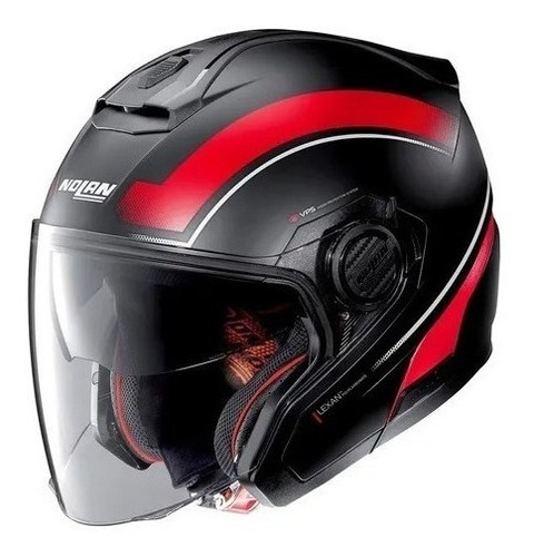 Capacete Aberto Nolan N40-5 Resolute Preto Vermelho Urbano Cor Preto/Vermelho Tamanho do capacete 58 (M)