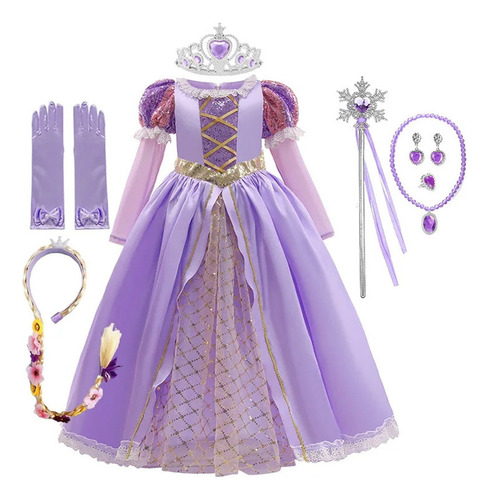 Vestido Enredado De Cosplay Para Niña Rapunzel Disney Prince