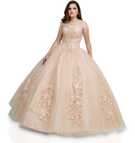Vestido Largo De Quinceañera Color Champagne Flores 3d 1001 | Meses sin intereses Vestido Largo De Quinceañera Color Champagne Flores 3d 1001 | Meses sin intereses